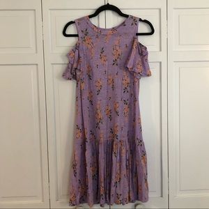 Rebecca Taylor linen cold shoulder floral dress